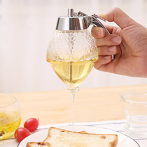Japan imported push-type glass honey jar Salad squeeze sauce bottle Funnel-type crystal glass jar Honey squeeze bottle