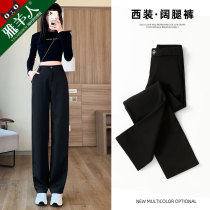 Black professional suit pants Ladies Spring and Autumn Winter work formal dress elastic wide leg plus fleece trousers work uniform pants