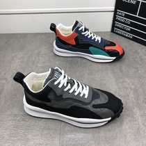 Winter new color combination plus velvet warm sports casual shoes Korean version of Joker thick-soled shoes shaking sound Net Red Tide mens shoes