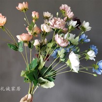 Multi-head emulated grass vein rose silver lotus flower home flower arrangement pendulum wedding with flower emulated silk flower small flower