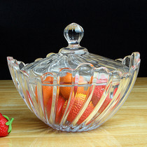 European crystal glass candy jar candy box living room ornaments fruit plate melon seeds snack storage jar