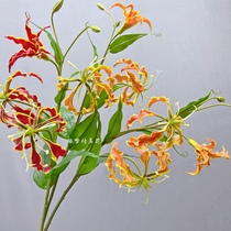 Artificial flower Jialan flame lily single branch fake flower home decoration photography props flower decoration