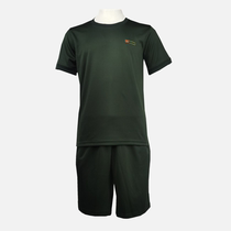  New martial arts physical training suit short-sleeved suit summer shorts round neck quick-drying t-shirt physical fitness suit mens martial arts green