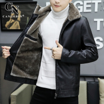 Leather mens real fur one coat Pike suit Haining plus velvet thickened winter trend handsome sheep fur jacket