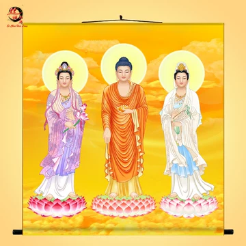 仏画 西方三聖 掛軸 168×70cm 【公式通販】