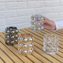 South Korea Ins Transparent Glass Heteromorphic Bead Point Round Ball Containing Silo Pen Holder Makeup Brush Drum Photo Prop Swing Piece