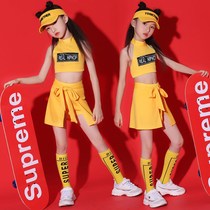 Childrens cheerleading dance performance suit Korean version of the umbilical childrens hip-hop hip-hop jazz dance costume suit Female domineering