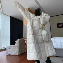 BV anti-season down jacket 2021 new womens long knee white duck down loose thick bread jacket winter tide