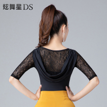 International Modern Dance Top Round Neck Lace Latin Dance Clothing Autumn Net Red Dancing Practice Clothing Ballroom Dance Body Dance Body Dress