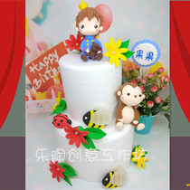 Live-action Q version ultralight clay handmade cake paparazzi Little prince little monkeys birthday instead of turning sugar cake decorations
