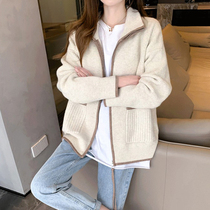 Spring loose Lazy Wind Knit Jacket Woman 2022 New Yangqi 100 Lap Fashion Zipped Sweater Cardiovert
