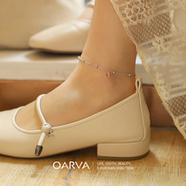 Japanese ins sexy strawberry Crystal sterling silver anklet female natural crystal hipster thin exquisite simple foot ring