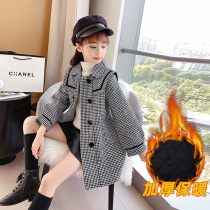 Girl Coat Autumn winter 2021 new Inron Yangqi the red childrens winter clothing Mao and the long thickened in the large coat