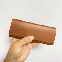 Original New Crazy Horse leather small triangle pressure resistant light portable Brown simulation leather men and women myopia glasses case