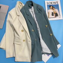 2022 spring autumn new Korean version straight cylinder temperament Inn Wind Fried Street Suit Jacket Woman small Fashion Little West Suit