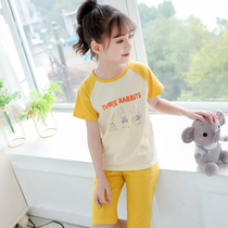 Children's Pajamas Girls' Home Clothes Cotton Children Short Sleeve Cotton Baby Thin Girls Air-conditioning Suit Summer