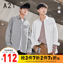 A21 mens loose long sleeve shirt 2021 autumn new couple cotton shirt Tide brand mens casual top