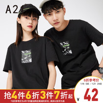 A21夏季2021新款男装 印花圆领情侣装短袖T恤男士潮牌纯棉上衣女