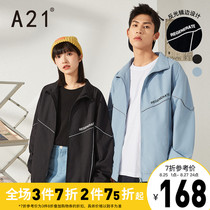  A21 autumn 2021 new mens loose stand-up collar black jacket trend brand mens windbreaker casual large size clothes
