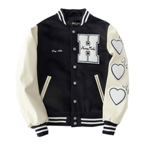 Letter towel embroidered autumn and winter puleather sleeve stitching baseball uniform womens mens lovers American woolen short jacket jacket tide