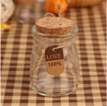 Exquisite lead-free glass pudding cup thickened milk cup high temperature resistant yogurt bottle cork customizable sand painting bottle