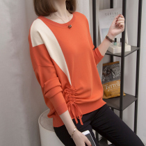 Hong Kong steps up overweight womens clothing spring sweater foreign air and minus-knitted sweatshirt blouses chubby girl girl 200 catty