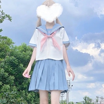 Picking Stars (blue cherry colleges) Original short sleeves Pure colour day ensemble jk uniform Genuine Sailor Suit Academy Wind Suit