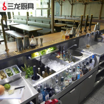 Custom bar Tune Wine Desk Cocktail stainless steel Wine Bench Bar Counter refrigerated Wine Console Commercial