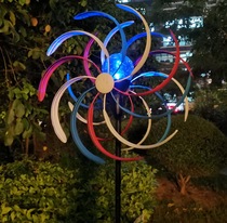 Quaint beauty country outdoor garden courtyard decoration plug-in double-sided rotating solar light shining magic Windmill