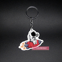 Buy two get one free creative keychain on space playing badminton double-sided acrylic keychain pendant