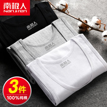 South Pole mens mens vest Summer summer pure cotton all-cotton cross-bar for undersports workwords Large code thin and sweatshirt