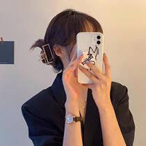 Metal grab clip hairclip back of the head shark hair grab clip fixing hair accessories French retro female Korean seamless headgear