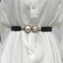 Waist seal female summer outside Korean elastic beaded pearl belt ladies with jumpsuit skirt sweater decoration fashion fine