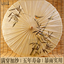 Plain clothes Song people) plum orchid bamboo chrysanthemum hanfu umbrella plus yarn practical hand-painted non-heritage oil paper umbrella) rain-proof sun props decoration