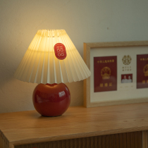 happylove wedding table lamp bridal bed headlights bedroom Changmin lamps ins teenage girl modern minimalist gift online red