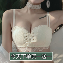 Lingerie womens small breasts flat chest gathered adjustment bra no underwire closed breast anti-sag sexy bra set