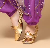 Belly dance shoes Beef tendon soft-soled Indian dance dance shoes Practice shoes Dance golden shoes Normal yards