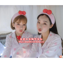 Japanese sweet beauty hair strap ins strawberry soft Net red wash face headscarf hair card head accessories