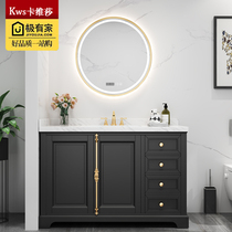 American light luxury bathroom cabinet combination solid wood washbasin basin cabinet floor-standing rock board bathroom cabinet Washing Table Customization