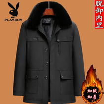 Flowers Playboy dads winter clothing jacket for elderly gush thickened cotton clothes male grandpa down warm cotton padded jacket