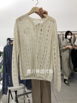 ldee-A Korea East Gate 2021 summer new womens dress buckle hollow perspective long sleeve bottomed sweater