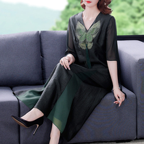 Mom outfit 2021 early spring new fat dress female summer 2021 new large size casual skirt mulberry silk silk