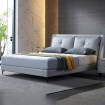 Dream of the source home top layer cowhide light luxury modern master bedroom simple fashion leather bed Prague