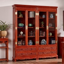 Youlian Red Myanmar rosewood phoenix opera peony bookcase
