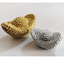 Gold ingbao silver ingot crochet diagram jewelry hook drawing wool knitting hand diy Picture tutorial New