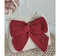 Big bow bow mouth bag Crochet illustration Satchel bag Crochet wool knitting handmade diy picture tutorial new