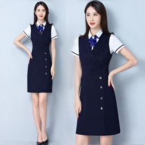 Professional suit Womens summer short-sleeved white shirt two-piece suit vest dress temperament slim and thin work clothes skirt