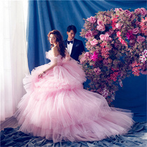 Photo studio tour photo clothing fashion forest French wedding dress Chinese style pink high-end thin princess dress