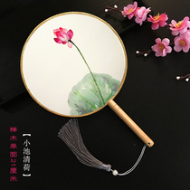 Silk double-sided single-sided ancient style fan group fan Retro classic Chinese style Hanfu round fan Palace fan Womens ancient costume dance