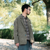 Fog hit the mountain field original Japanese thin casual suit men corduroy coat retro loose top autumn and winter thickened